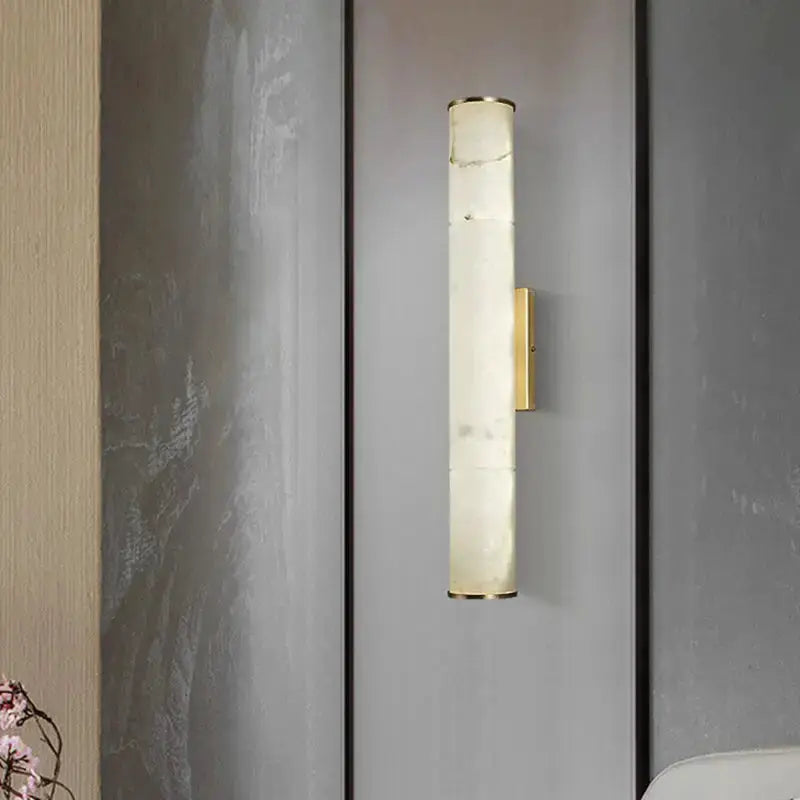 White Marble and Brass Wall Lamp for Living Room