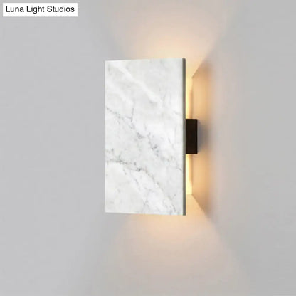 Marble Black Refined Wall Sconce by Decorbites; white marble block with black mount, warm glow on Tampa Home & Garden Store