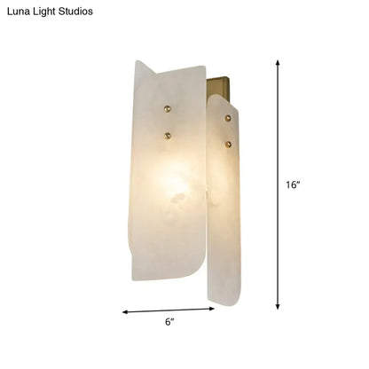 Decorbites Marble Gold Corner Sconce wall light with two curved marble panels on Tampa Home & Garden Store