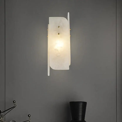 Marble Gold Corner Sconce with white marble shade and brass hardware by Decorbites on Tampa Home & Garden Store