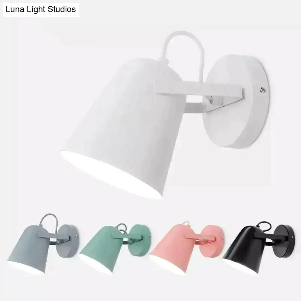 White matte adjustable wall lamp with swing arm and round backplate, in various colors on Tampa Home & Garden Store