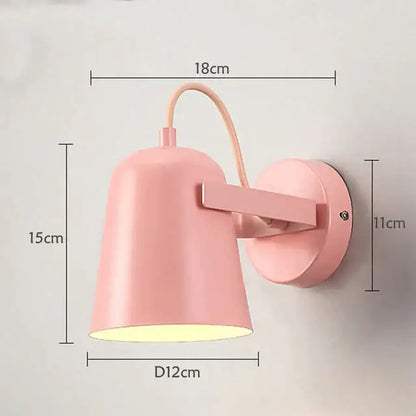 Decorbites pink matte adjustable wall lamp wall sconce with curved arm and 12cm shade on Tampa Home & Garden Store