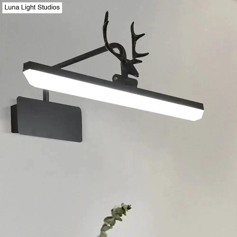 Modern white metal antler vanity wall lamp with black mounting bar for bathroom Decorbites on Tampa Home & Garden Store