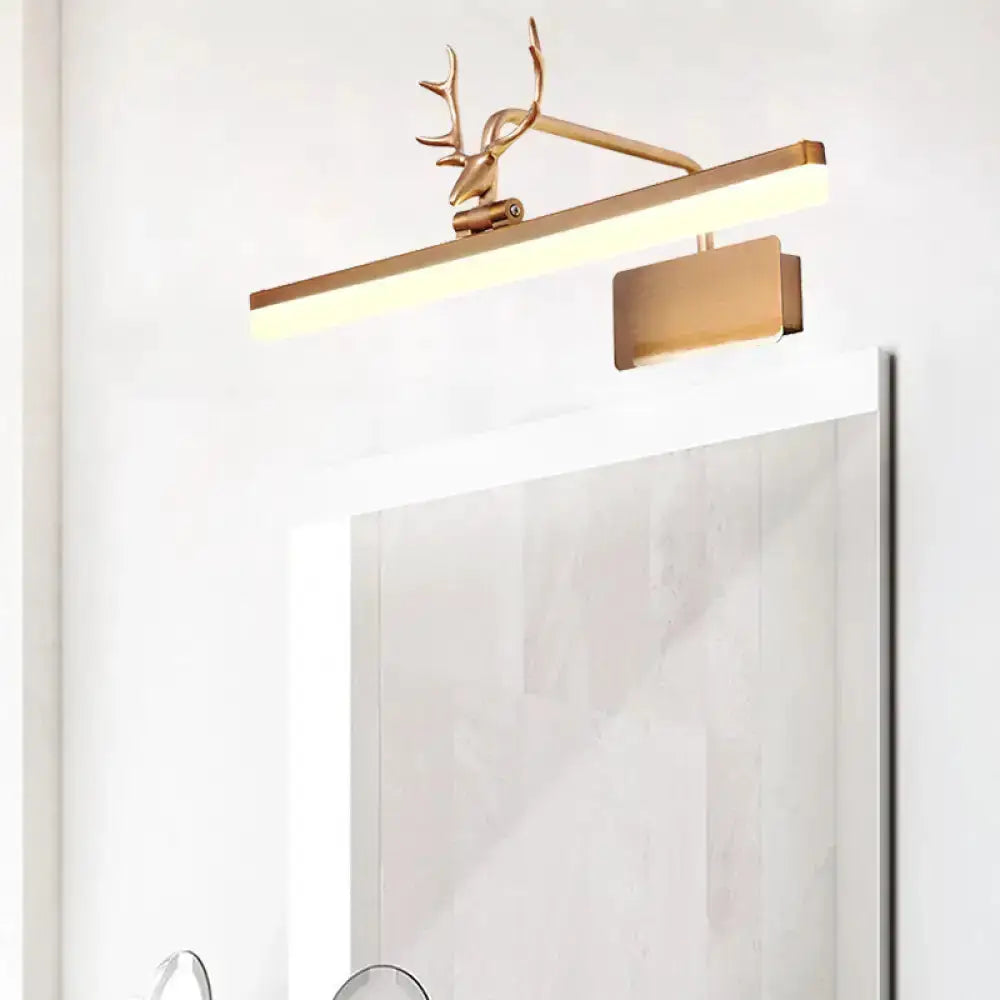 Modern white metal antler vanity wall lamp with gold accent for bathroom by Decorbites on Tampa Home & Garden Store