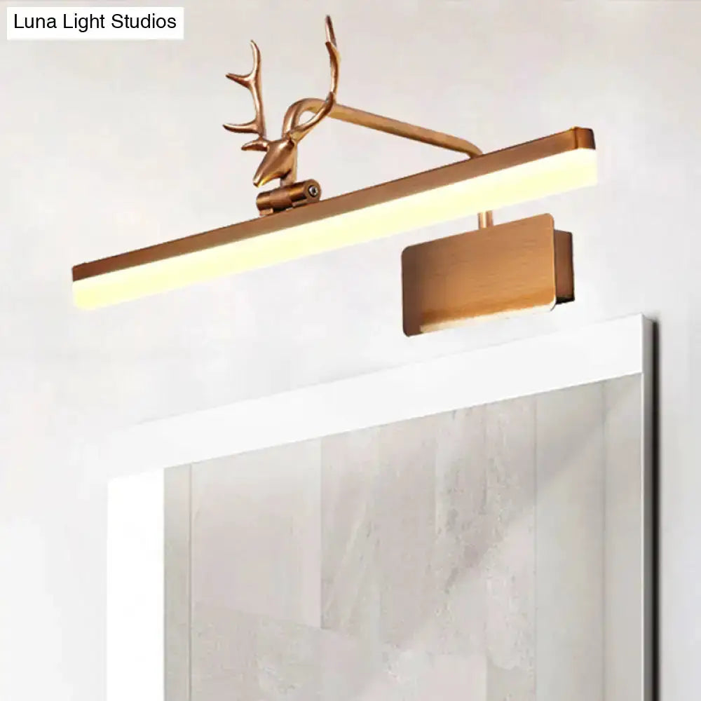 Modern white metal antler vanity wall lamp for bathroom by Decorbites with warm LED bar on Tampa Home & Garden Store