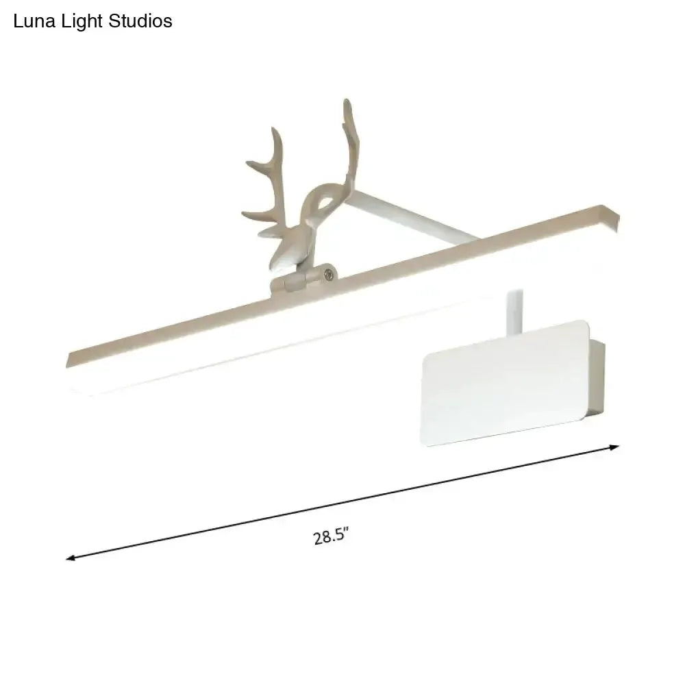 Modern white metal antler vanity wall lamp with deer antler accent, 28.5in wide Decorbites on Tampa Home & Garden Store