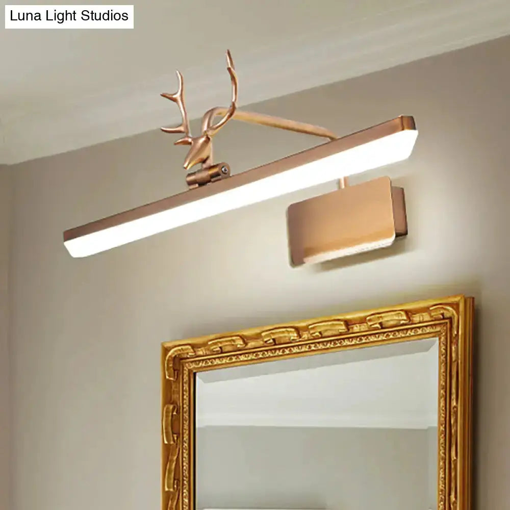 Modern white metal antler vanity wall lamp with light bar and deer antler accent on Tampa Home & Garden Store