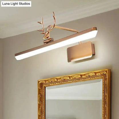 Modern white metal antler vanity wall lamp with light bar and deer antler accent on Tampa Home & Garden Store