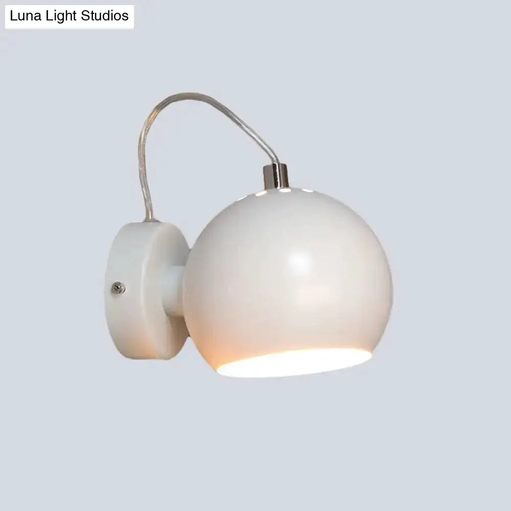 Decorbites modern white metal shade wall light with spherical globe and curved arm 110-120V on Tampa Home & Garden Store