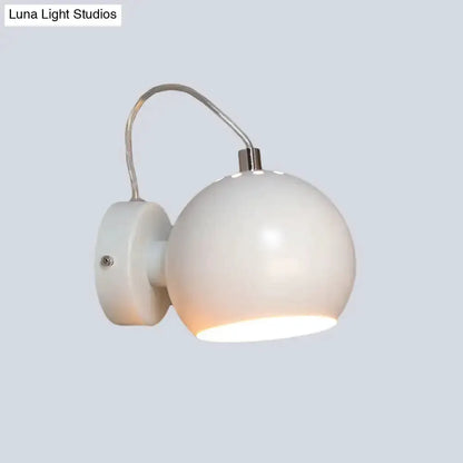 Decorbites modern white metal shade wall light with spherical globe and curved arm 110-120V on Tampa Home & Garden Store