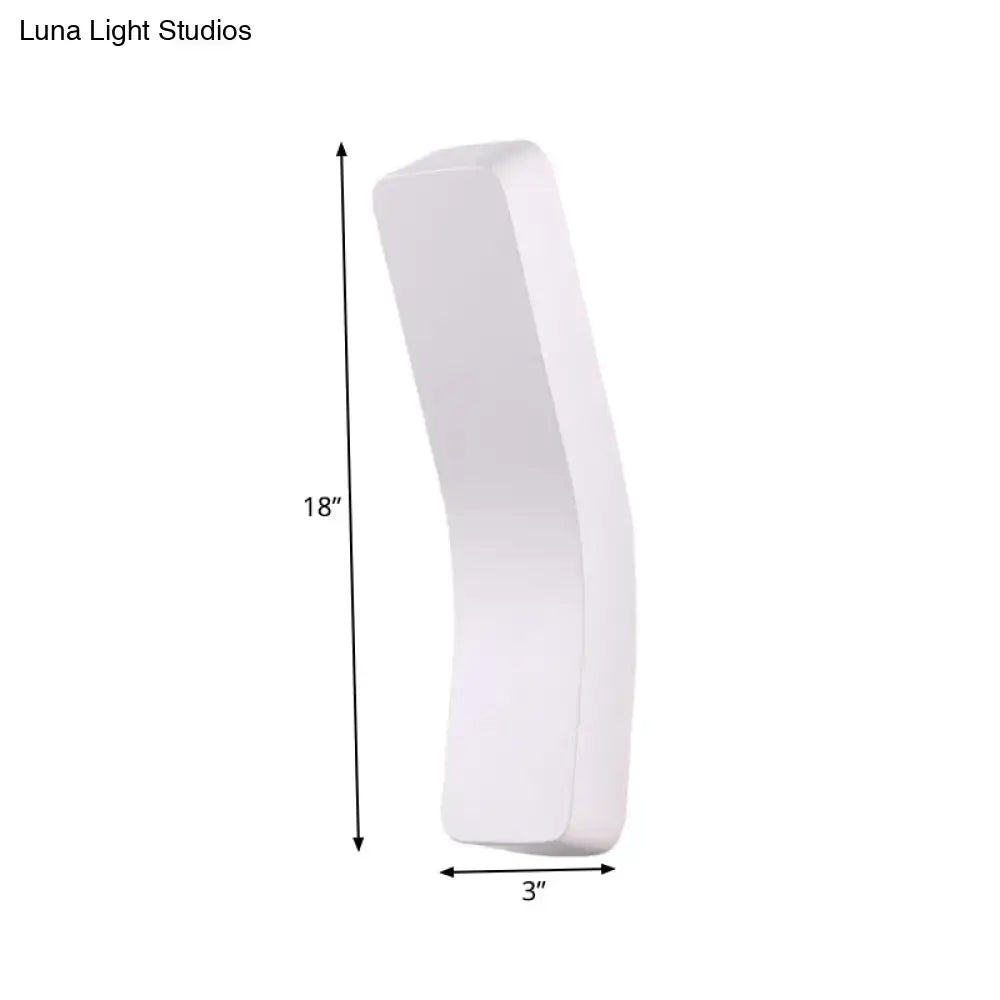 White corridor wall light by Decorbites curved modern sconce 18in tall 3in wide on Tampa Home & Garden Store
