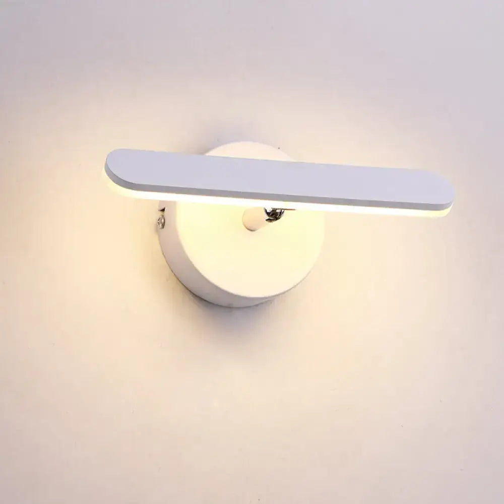 Decorbites white modern vanity light with slim rounded LED bar and circular wall mount on Tampa Home & Garden Store
