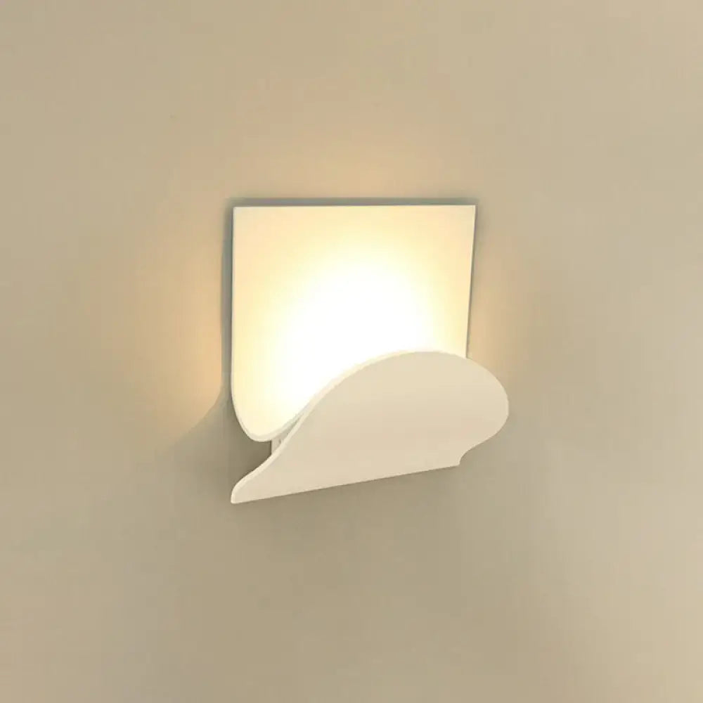 White Nordic Style LED Wall Sconce - Shaded Acrylic Corridor Light Fixture