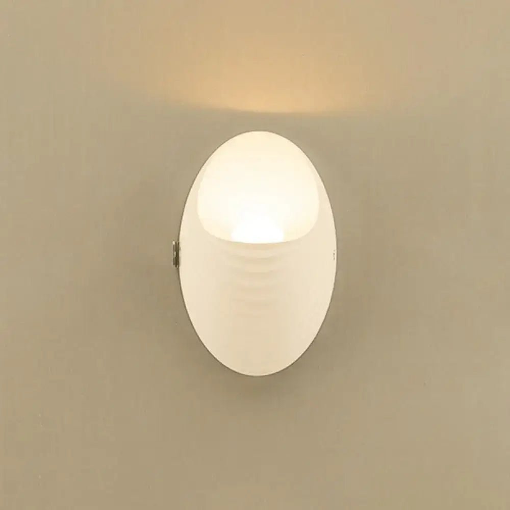 White Nordic Style LED Wall Sconce - Shaded Acrylic Corridor Light Fixture