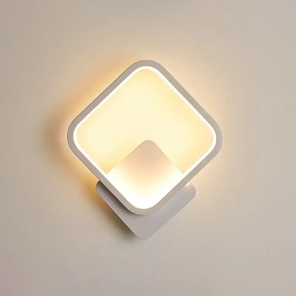 White Nordic Style LED Wall Sconce - Shaded Acrylic Corridor Light Fixture