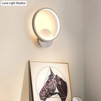 White Nordic Style LED Wall Sconce - Shaded Acrylic Corridor Light Fixture