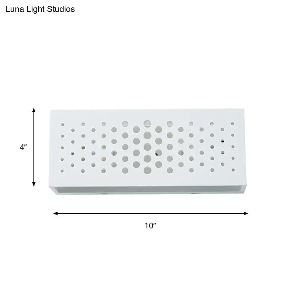 White perforated laser-cut sconce by Decorbites with circular cutouts 10x4 on Tampa Home & Garden Store