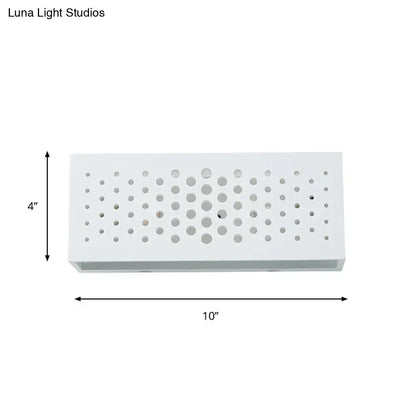 White perforated laser-cut sconce by Decorbites with circular cutouts 10x4 on Tampa Home & Garden Store