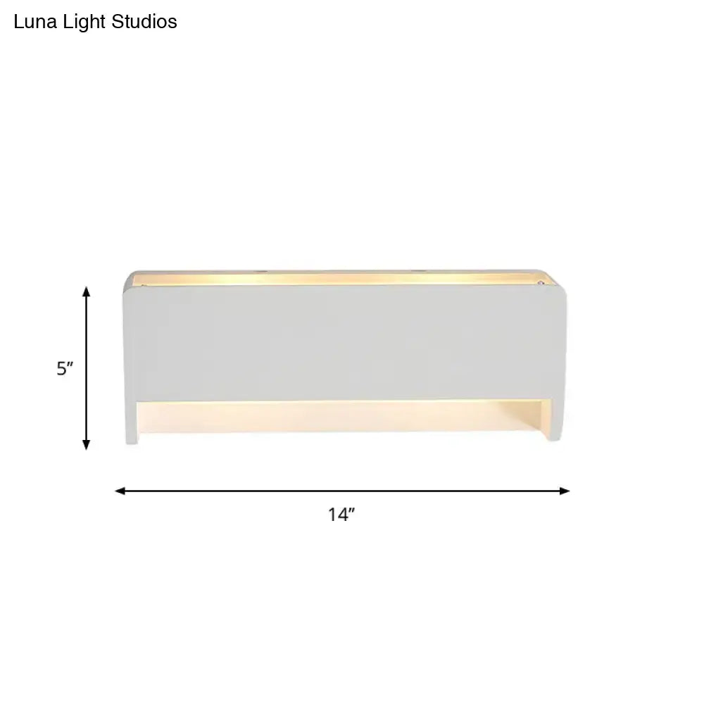 White gypsum rectangular wall sconce with warm glow, 14-inch wide by 5-inch high, Decorbites on Tampa Home & Garden Store