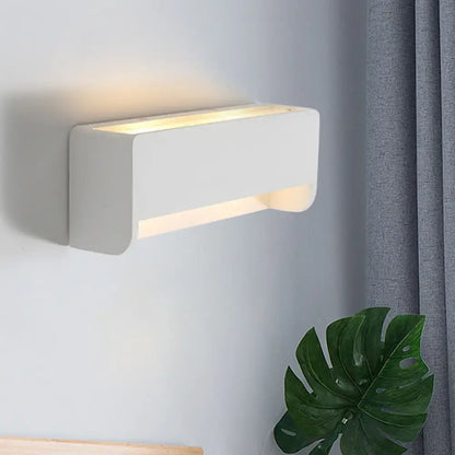 White gypsum rectangular wall sconce by Decorbites with soft LED glow on Tampa Home & Garden Store