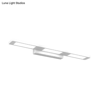 White Acrylic Vanity Light Dual-Voltage by Decorbites, slim linear bar with center mount on Tampa Home & Garden Store