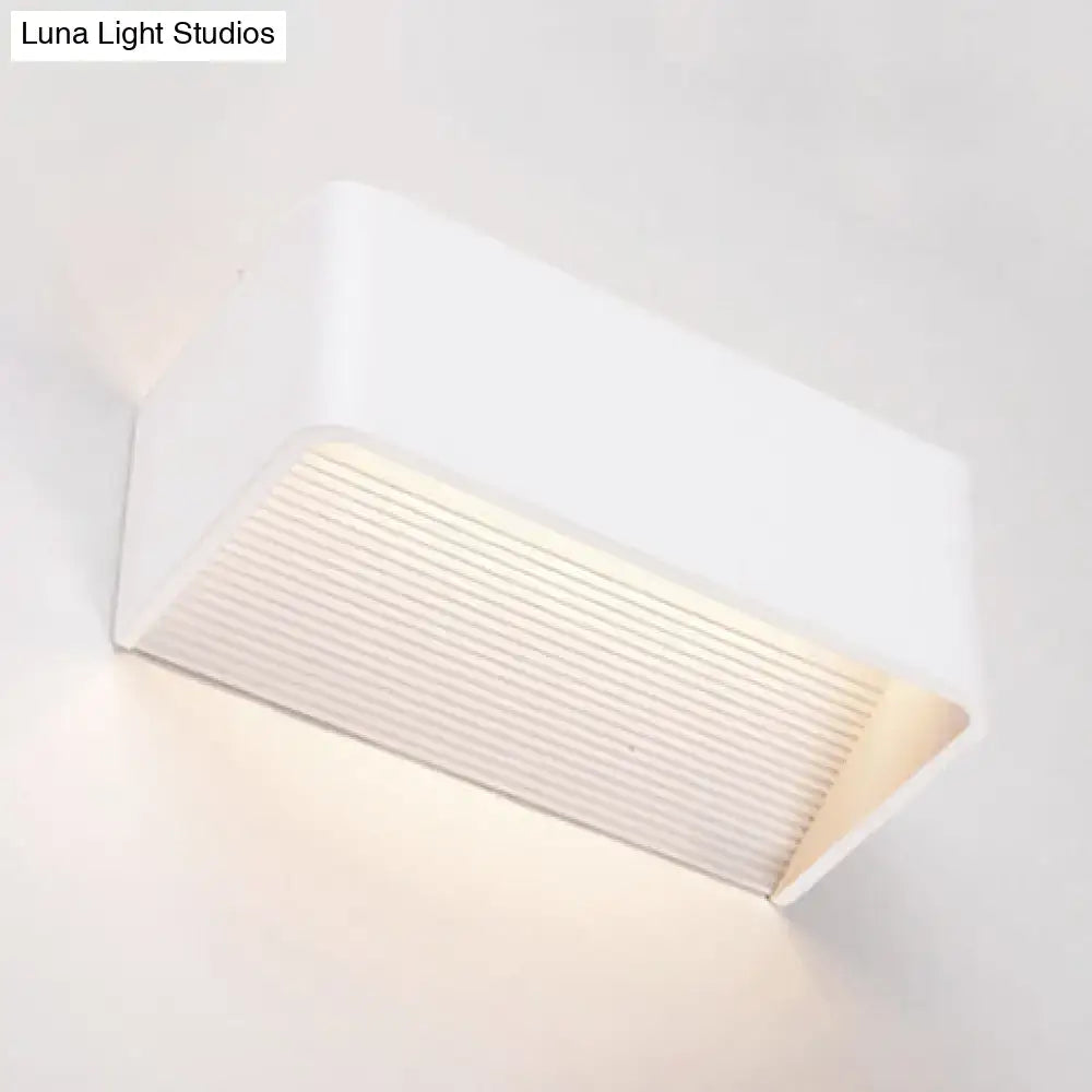 Gold rectangular wall lamp with white body and ribbed beige diffuser by Decorbites on Tampa Home & Garden Store