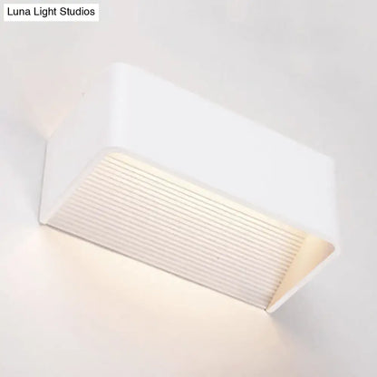 Gold rectangular wall lamp with white body and ribbed beige diffuser by Decorbites on Tampa Home & Garden Store