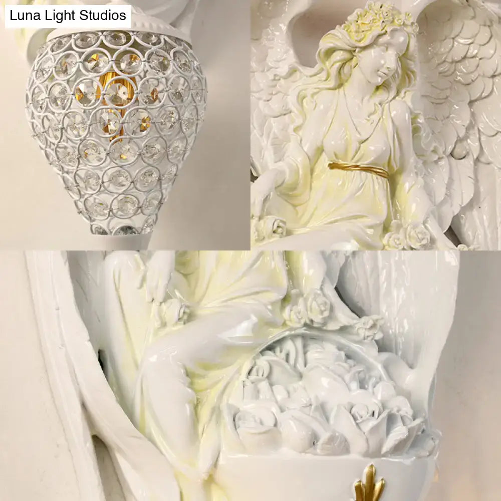 White resin crystal wall light with lattice crystals by Decorbites for modern bedroom on Tampa Home & Garden Store