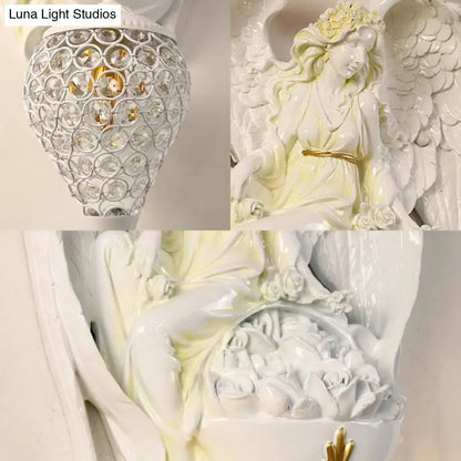 White resin crystal wall light with lattice crystals by Decorbites for modern bedroom on Tampa Home & Garden Store