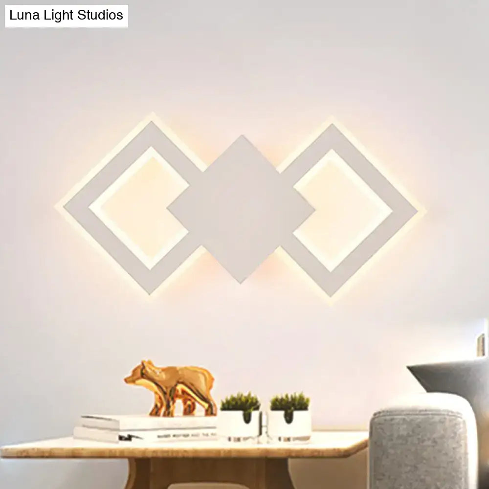 White metal LED wall sconce with diamond frames by Decorbites on Tampa Home & Garden Store
