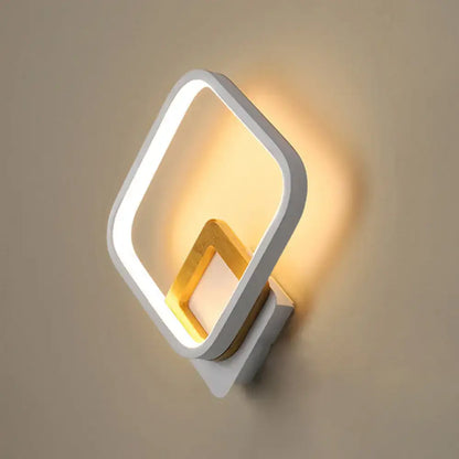 White Rhombus Wall Sconce Modern LED Acrylic Light with Wood Detail in White/Warm Light