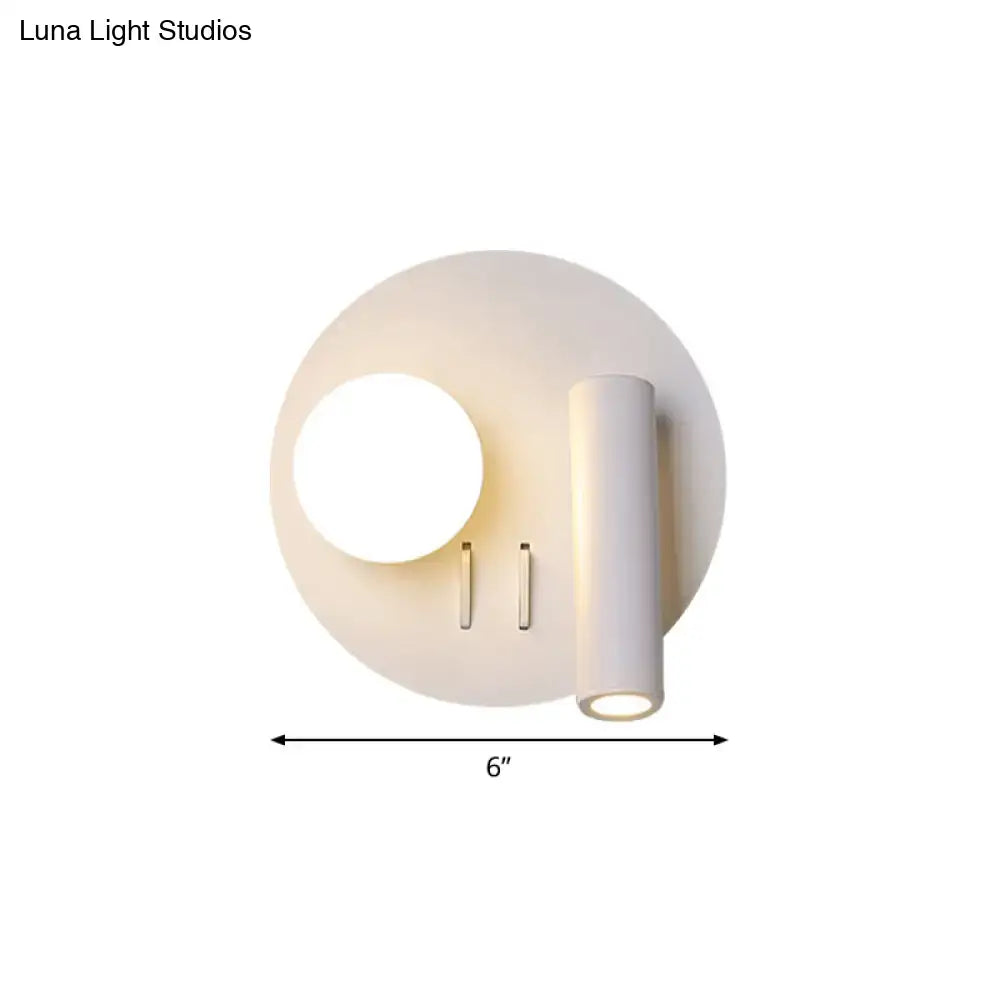 White round wall sconce with circular cutout and cylindrical light, Decorbites on Tampa Home & Garden Store