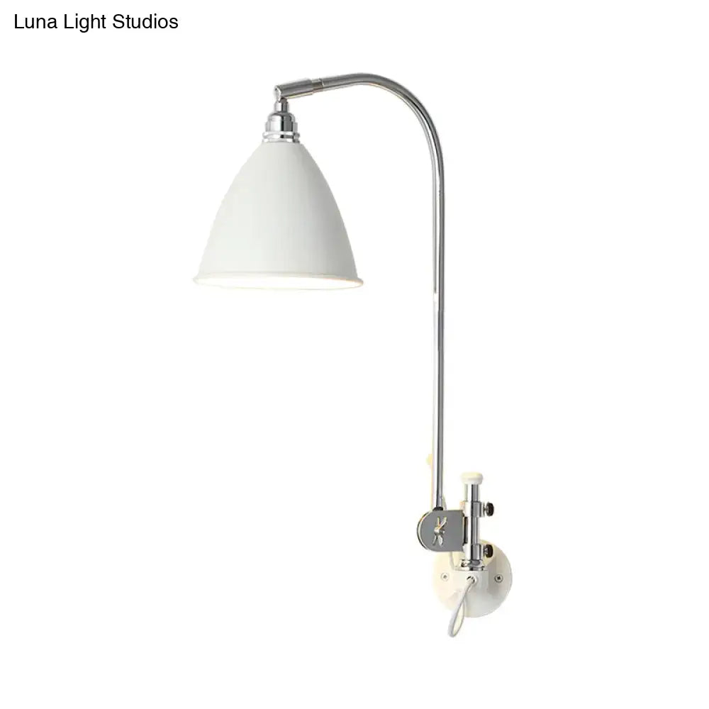 Decorbites white chrome arm sconce with white shade wall-mount lamp on Tampa Home & Garden Store