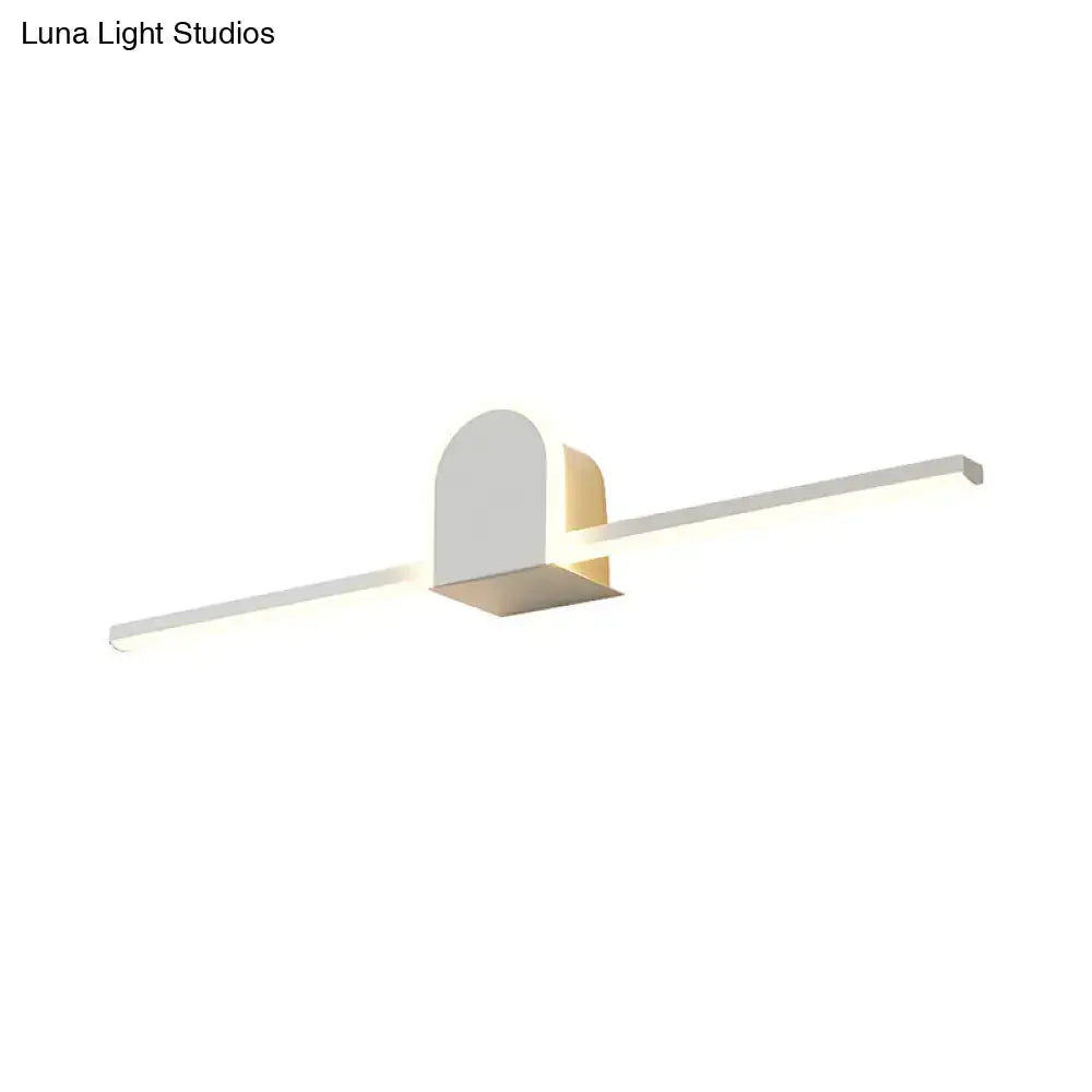 White slim vanity sconce by Decorbites with a long LED bar and gold backplate on Tampa Home & Garden Store