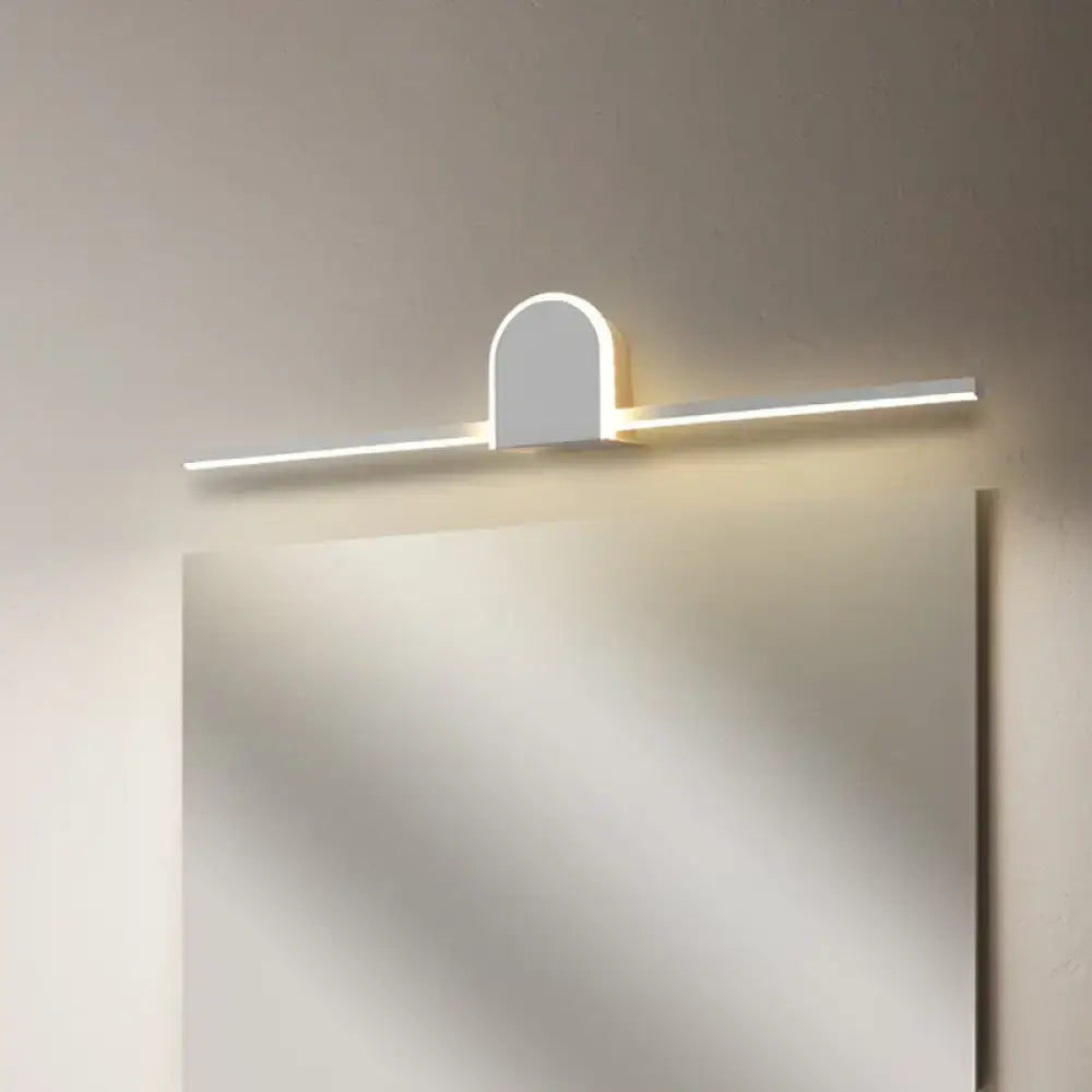 White slim vanity sconce with rounded backplate and slim LED bar by Decorbites on Tampa Home & Garden Store