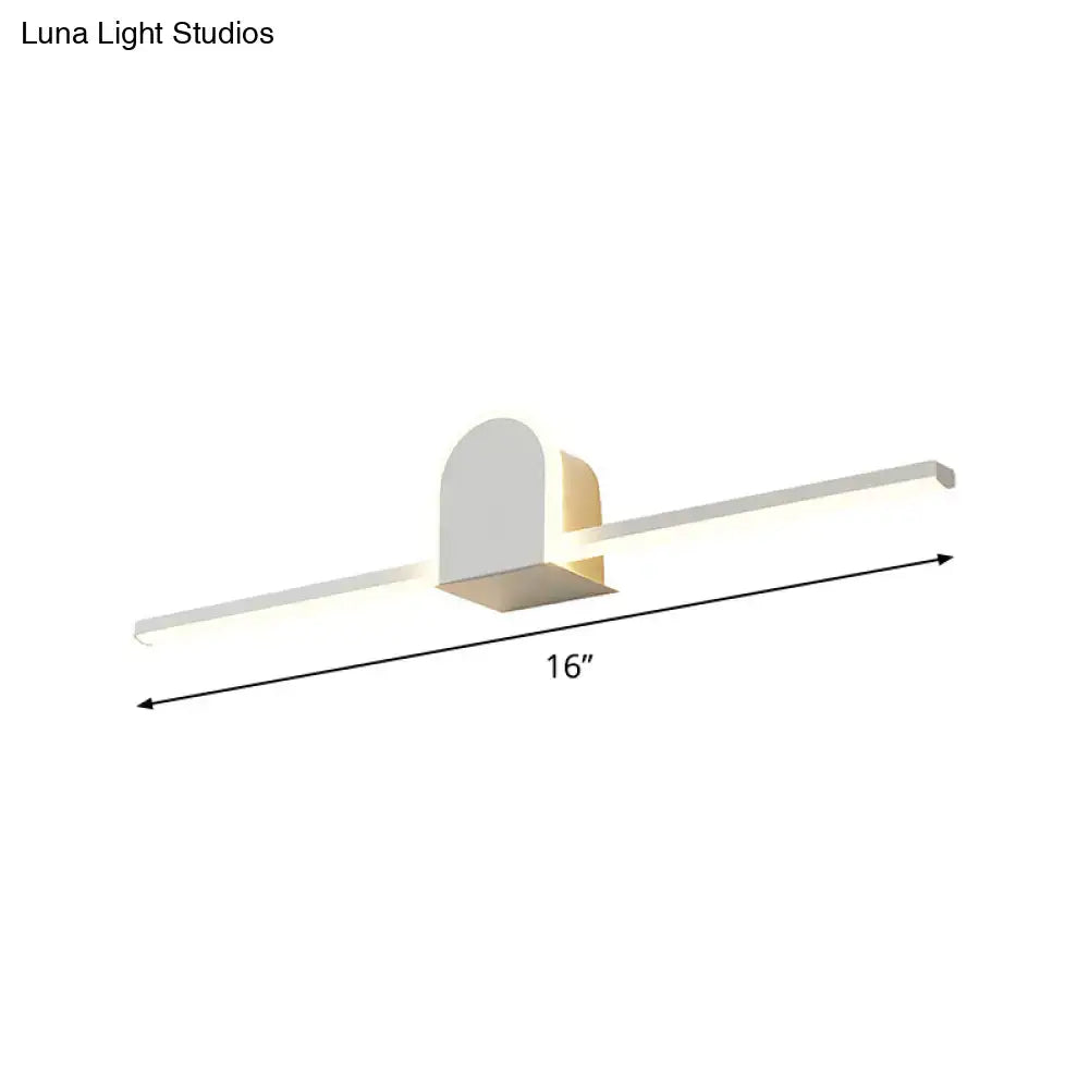 White slim vanity sconce with 16-inch bar and curved backplate Decorbites on Tampa Home & Garden Store