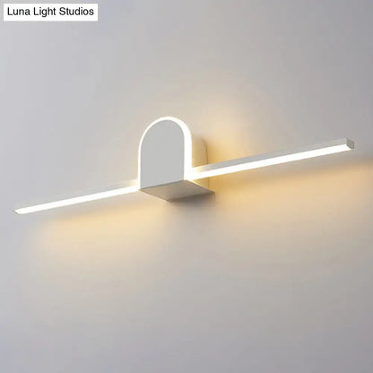 White slim vanity sconce Decorbites with horizontal LED bar and backplate warm glow on Tampa Home & Garden Store