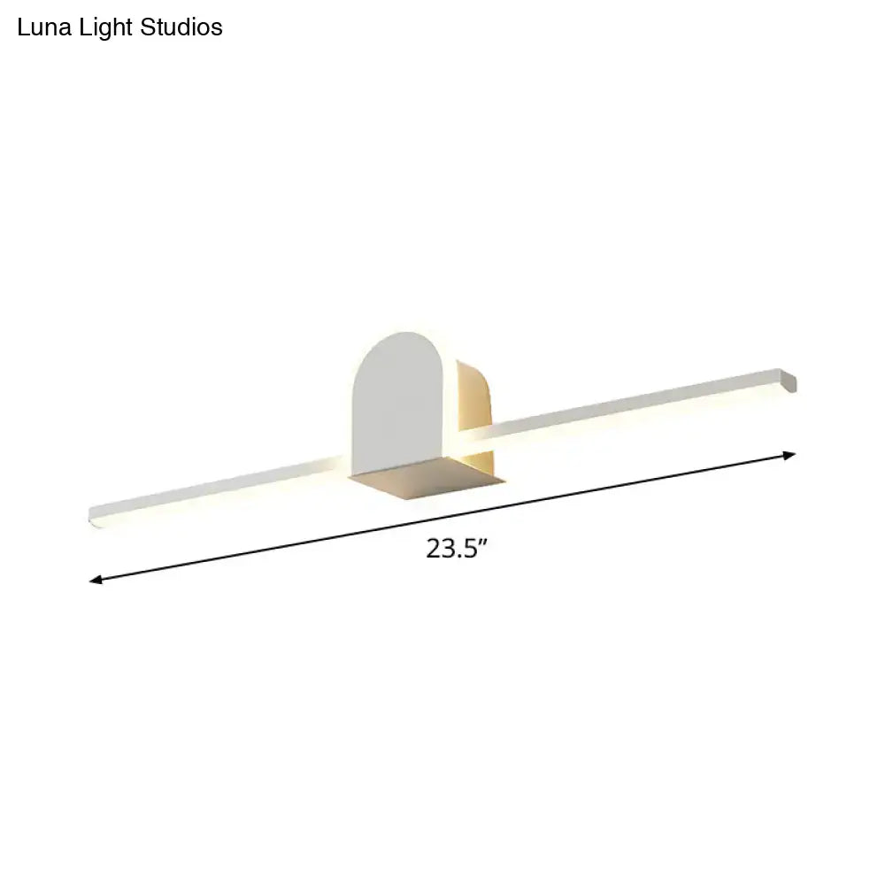 White Slim Vanity Sconce by Decorbites with LED bar and white backplate, gold accent 23.5 wide on Tampa Home & Garden Store