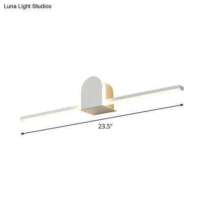 White Slim Vanity Sconce by Decorbites with LED bar and white backplate, gold accent 23.5 wide on Tampa Home & Garden Store