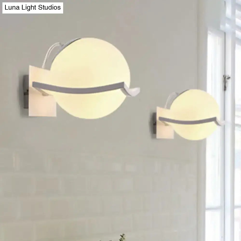 White Opal Glass Sphere Kitchen Sconce pair by Decorbites with curved arms and square backplates on Tampa Home & Garden Store