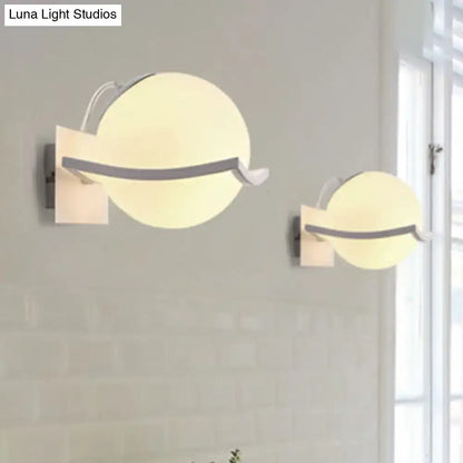 White Opal Glass Sphere Kitchen Sconce pair by Decorbites with curved arms and square backplates on Tampa Home & Garden Store