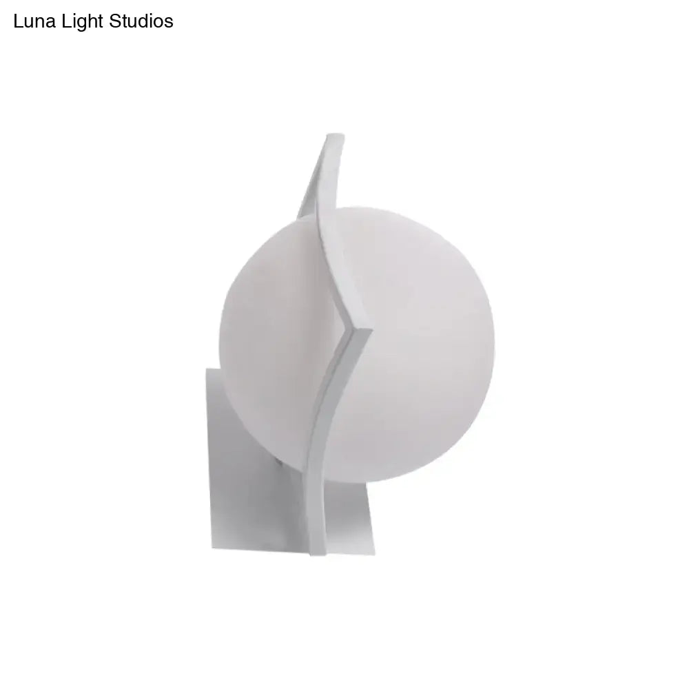 White Opal Glass Sphere Kitchen Sconce with metal base and curved arm Decorbites on Tampa Home & Garden Store