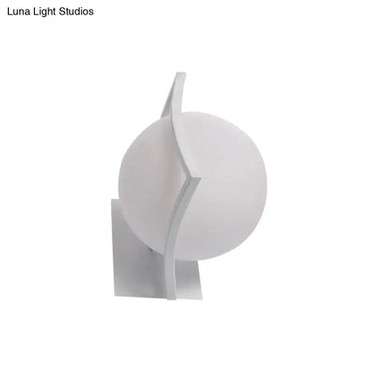White Opal Glass Sphere Kitchen Sconce with metal base and curved arm Decorbites on Tampa Home & Garden Store