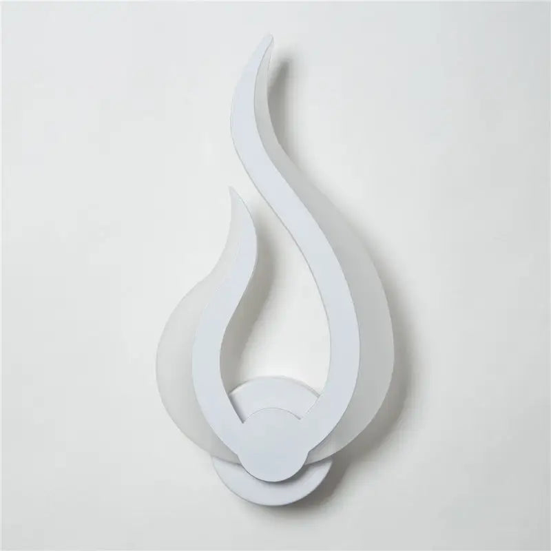 White spiral LED sconce by Decorbites, curved flame silhouette for walls on Tampa Home & Garden Store
