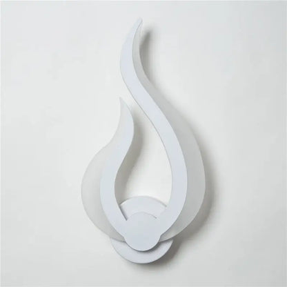 White spiral LED sconce by Decorbites, curved flame silhouette for walls on Tampa Home & Garden Store