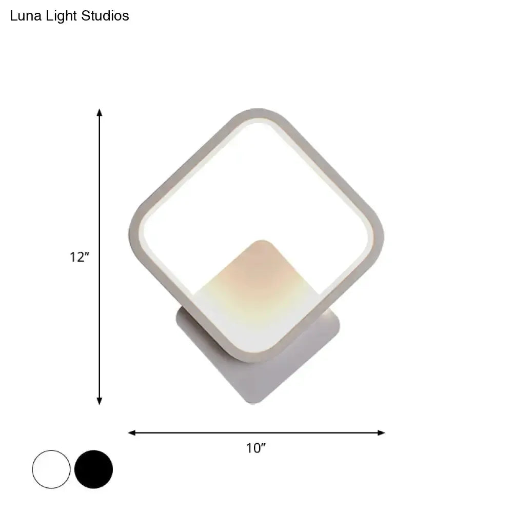 Modern White Square Bedside Wall Lamp for Bedroom