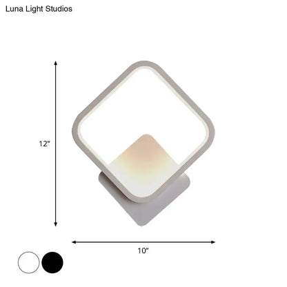 Modern White Square Bedside Wall Lamp for Bedroom