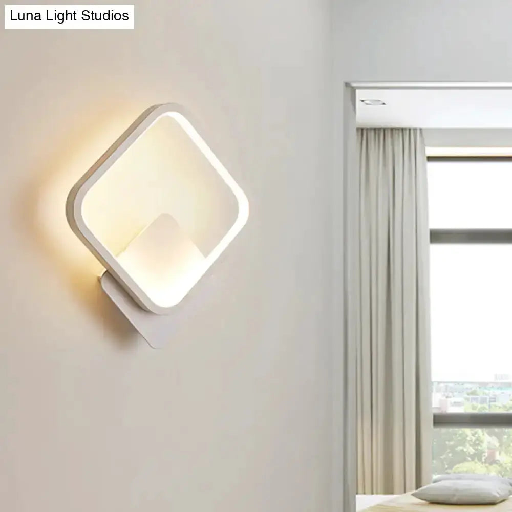 Modern White Square Bedside Wall Lamp for Bedroom