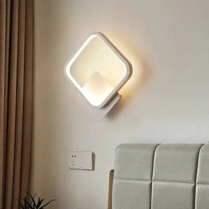 Modern White Square Bedside Wall Lamp for Bedroom