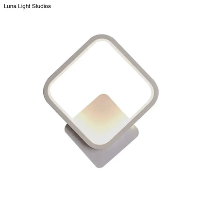 Modern White Square Bedside Wall Lamp for Bedroom